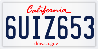 CA license plate 6UIZ653