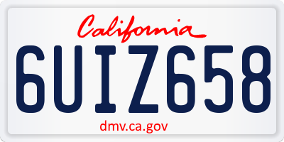 CA license plate 6UIZ658