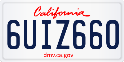 CA license plate 6UIZ660