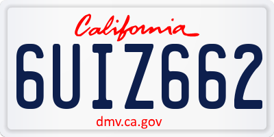 CA license plate 6UIZ662