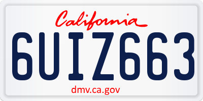 CA license plate 6UIZ663