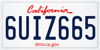 CA license plate 6UIZ665
