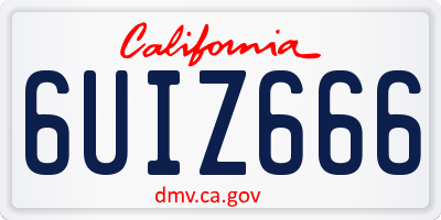CA license plate 6UIZ666