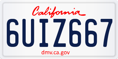CA license plate 6UIZ667