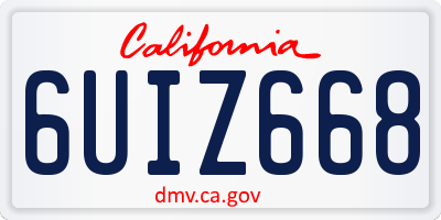 CA license plate 6UIZ668
