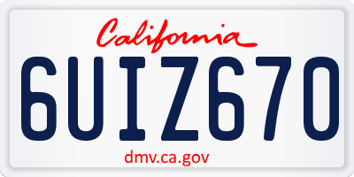 CA license plate 6UIZ670