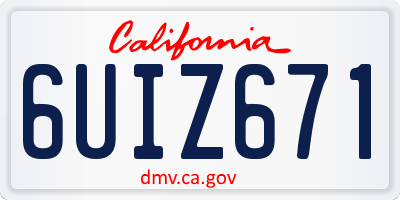 CA license plate 6UIZ671