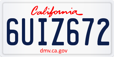 CA license plate 6UIZ672