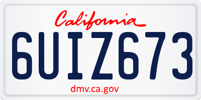 CA license plate 6UIZ673