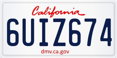 CA license plate 6UIZ674