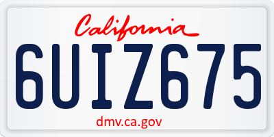 CA license plate 6UIZ675