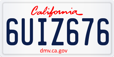 CA license plate 6UIZ676