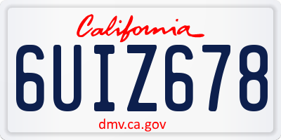 CA license plate 6UIZ678