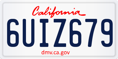 CA license plate 6UIZ679