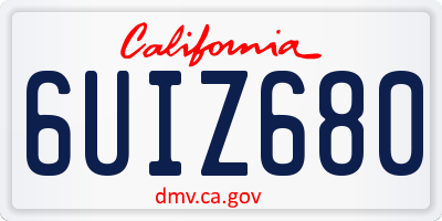 CA license plate 6UIZ680