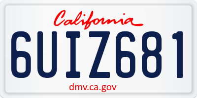 CA license plate 6UIZ681