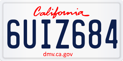 CA license plate 6UIZ684