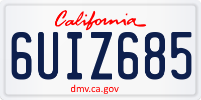 CA license plate 6UIZ685