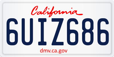 CA license plate 6UIZ686