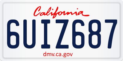 CA license plate 6UIZ687