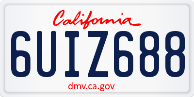CA license plate 6UIZ688