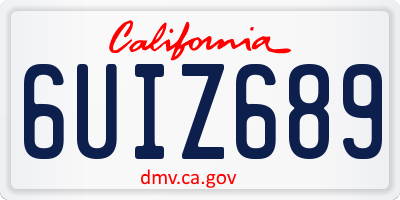 CA license plate 6UIZ689