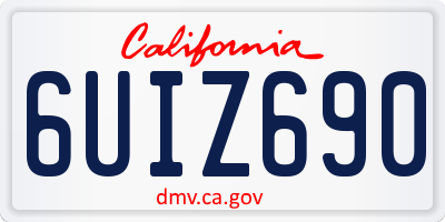 CA license plate 6UIZ690