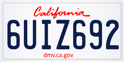 CA license plate 6UIZ692