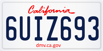 CA license plate 6UIZ693