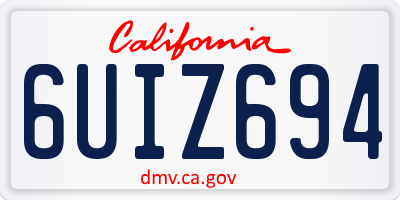 CA license plate 6UIZ694