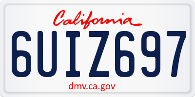 CA license plate 6UIZ697