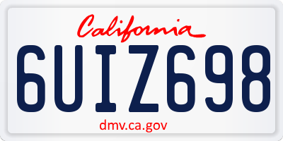 CA license plate 6UIZ698
