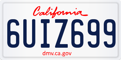 CA license plate 6UIZ699
