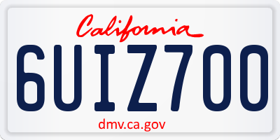 CA license plate 6UIZ700