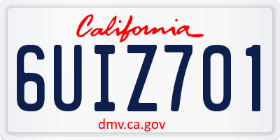 CA license plate 6UIZ701