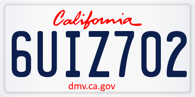CA license plate 6UIZ702