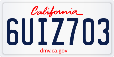 CA license plate 6UIZ703
