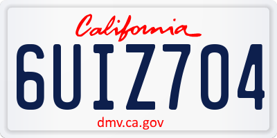 CA license plate 6UIZ704