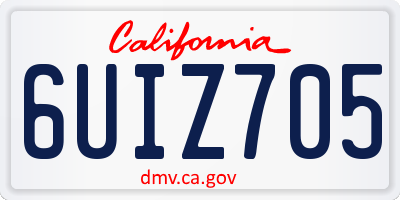 CA license plate 6UIZ705