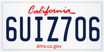 CA license plate 6UIZ706
