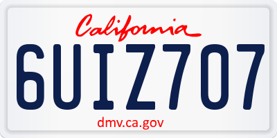 CA license plate 6UIZ707