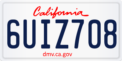 CA license plate 6UIZ708
