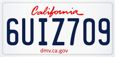 CA license plate 6UIZ709