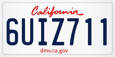 CA license plate 6UIZ711