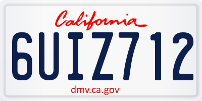 CA license plate 6UIZ712