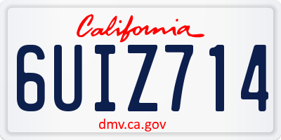 CA license plate 6UIZ714