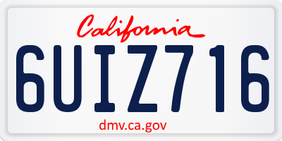 CA license plate 6UIZ716