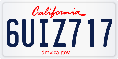 CA license plate 6UIZ717