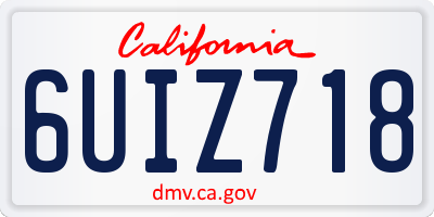 CA license plate 6UIZ718