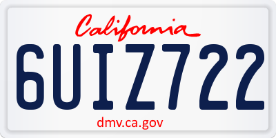 CA license plate 6UIZ722
